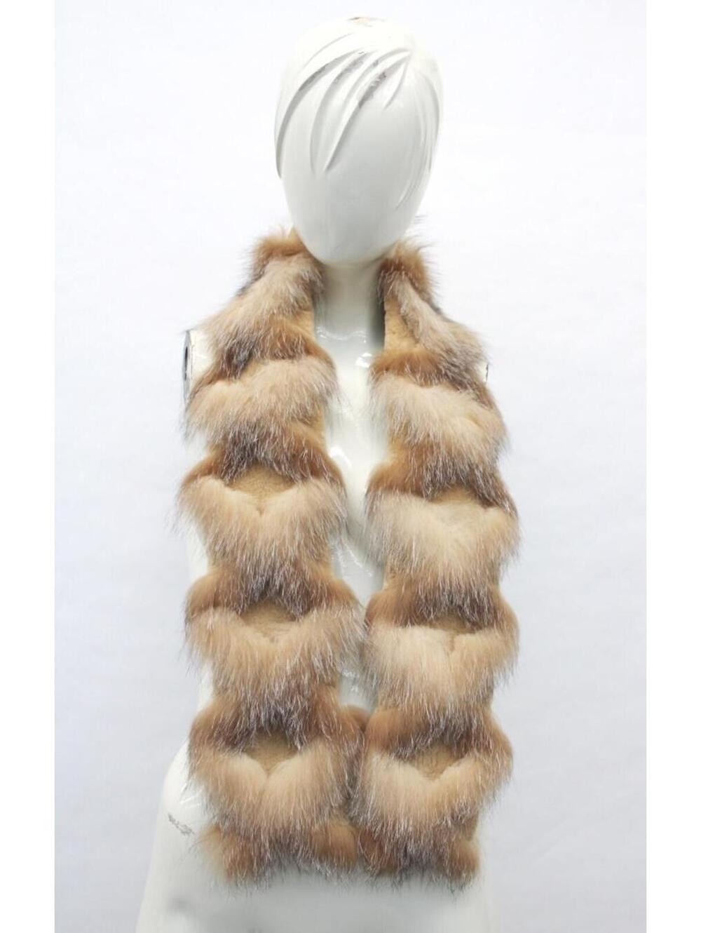 Brand New Beige Sheared Beaver & Fox Fur Scarf Wrap Women Woman 4"X56"